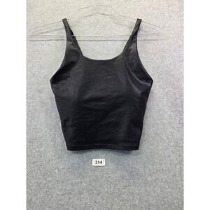 Old Navy Active Powersoft Black Faux Leather Sports Bra Tank Top Small Go-Dry